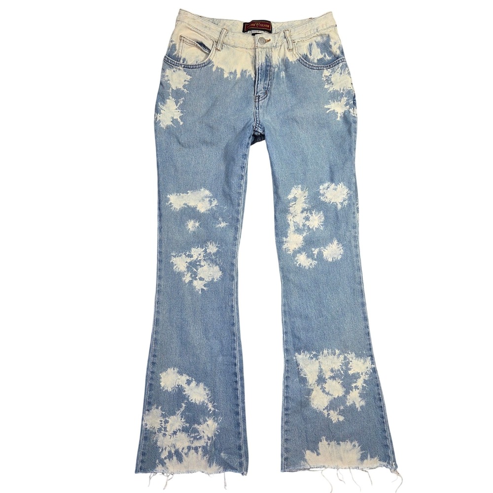 Vintage Oxford & Fulham Bleached Flare Jeans Women Size 6 Retro Hippie High Rise